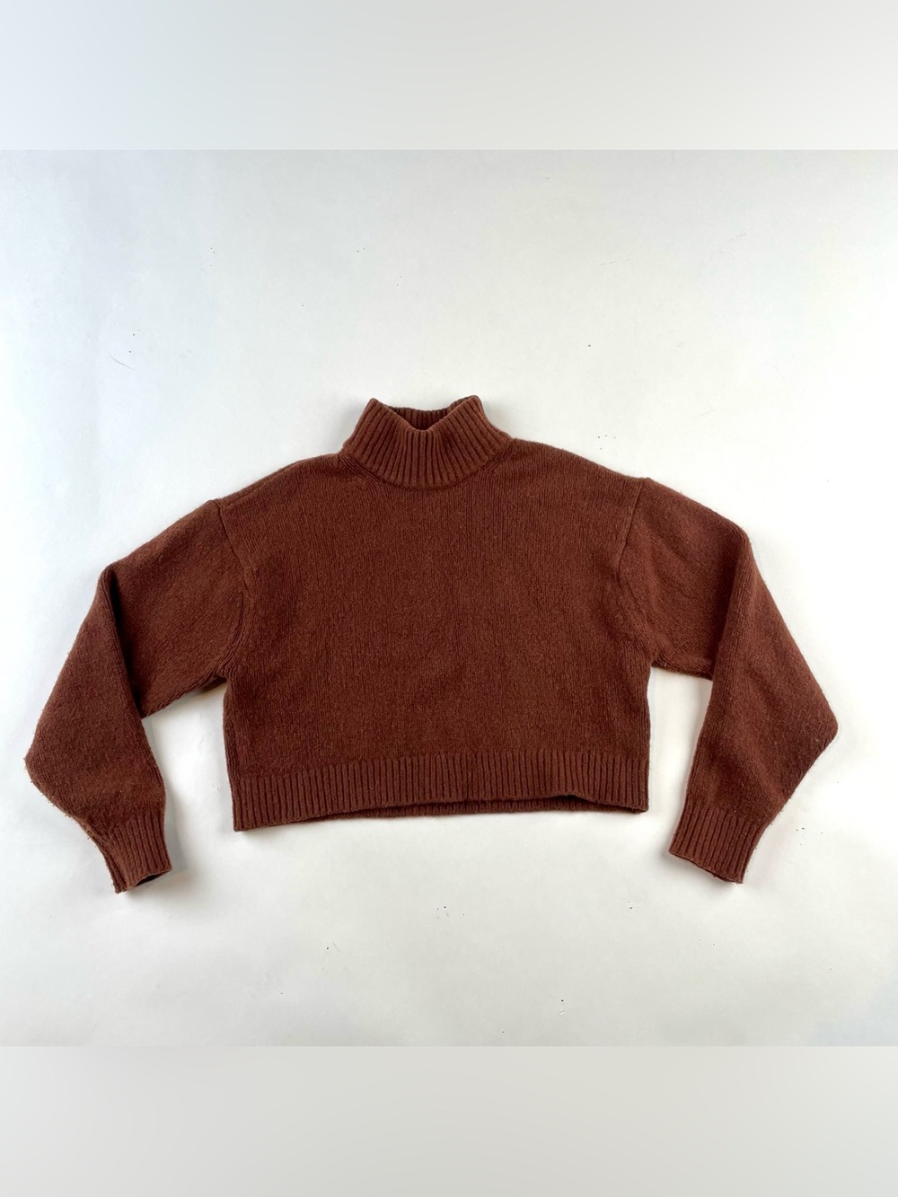 Sunday Best Cropped Turtleneck Sweater in Rust Brown